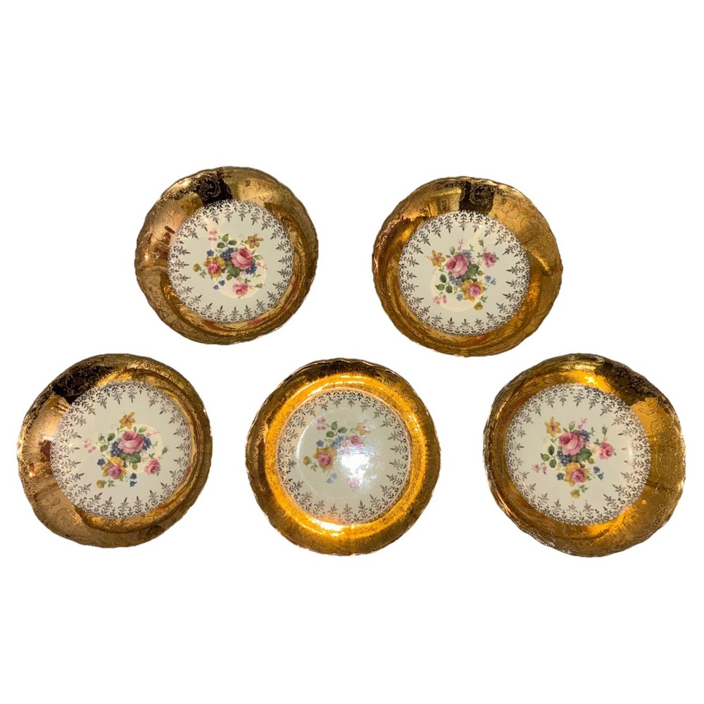 Vintage Vogue Gold Filigree Saucer White Floral 22k Gold Homer Laughlin (5)